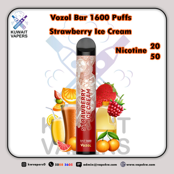 Vozol Bar Strawberry Ice Cream 1600 Puffs