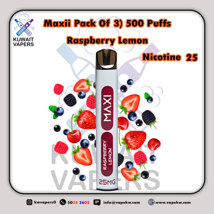 Maxii Pack Of 3 Raspberry Lemon 500 Puffs